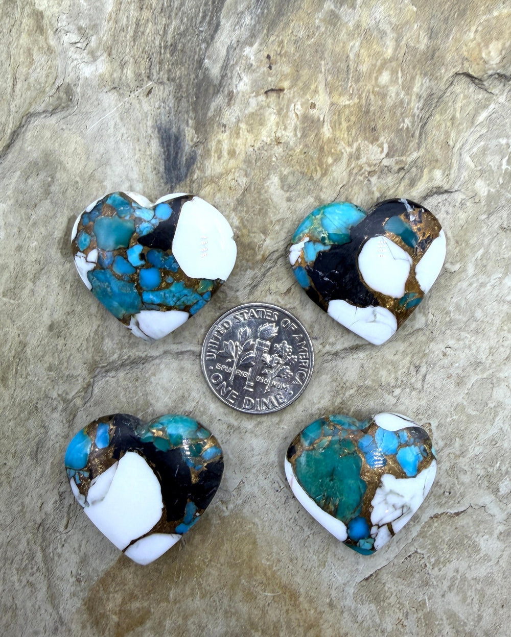 Kingman Turquoise and White Buffalo with Bronze Composite