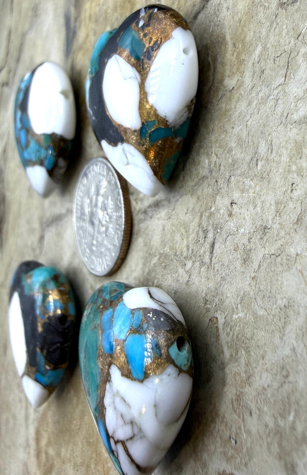Kingman Turquoise and White Buffalo with Bronze Composite
