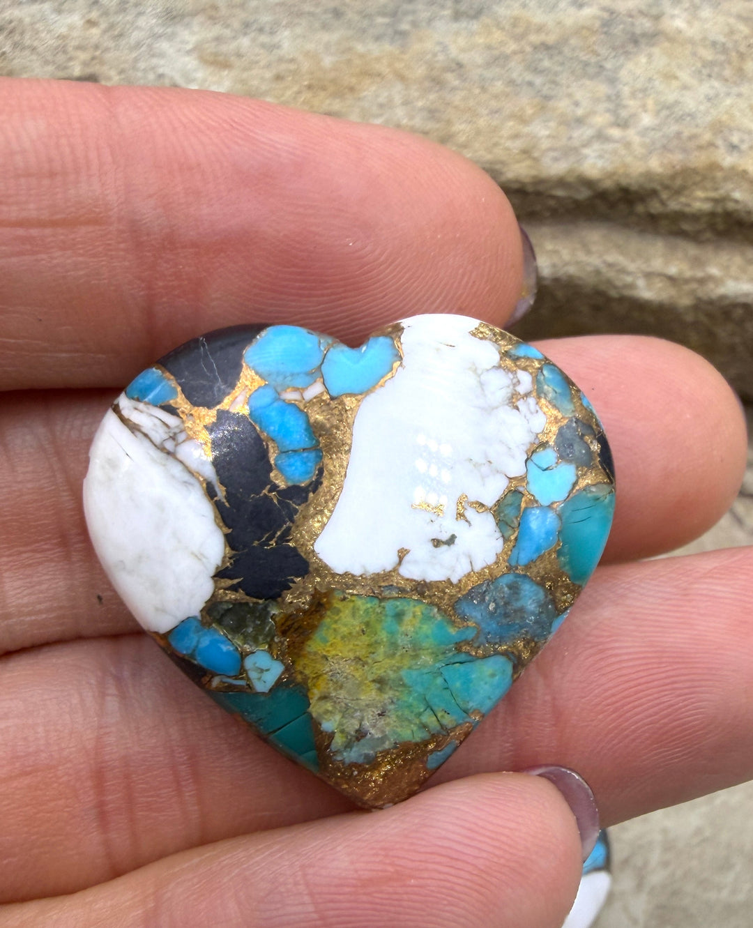 Kingman Turquoise and White Buffalo with Bronze Composite