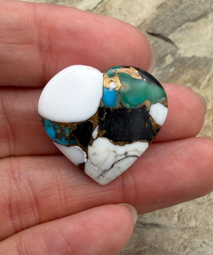Kingman Turquoise and White Buffalo with Bronze Composite