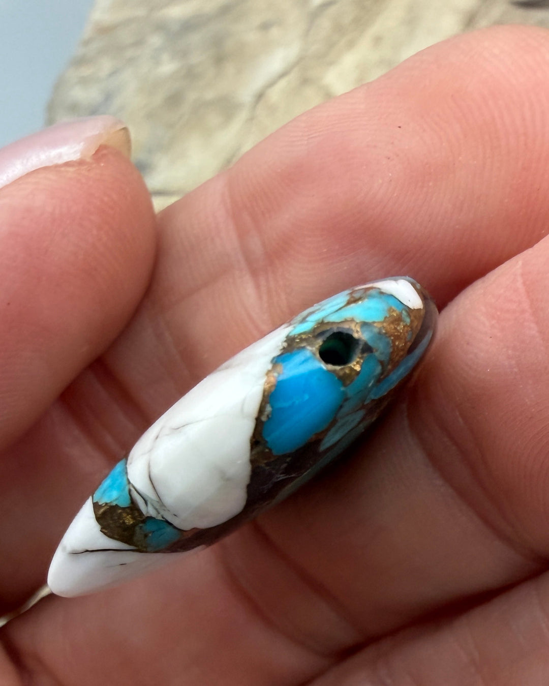 Kingman Turquoise and White Buffalo with Bronze Composite