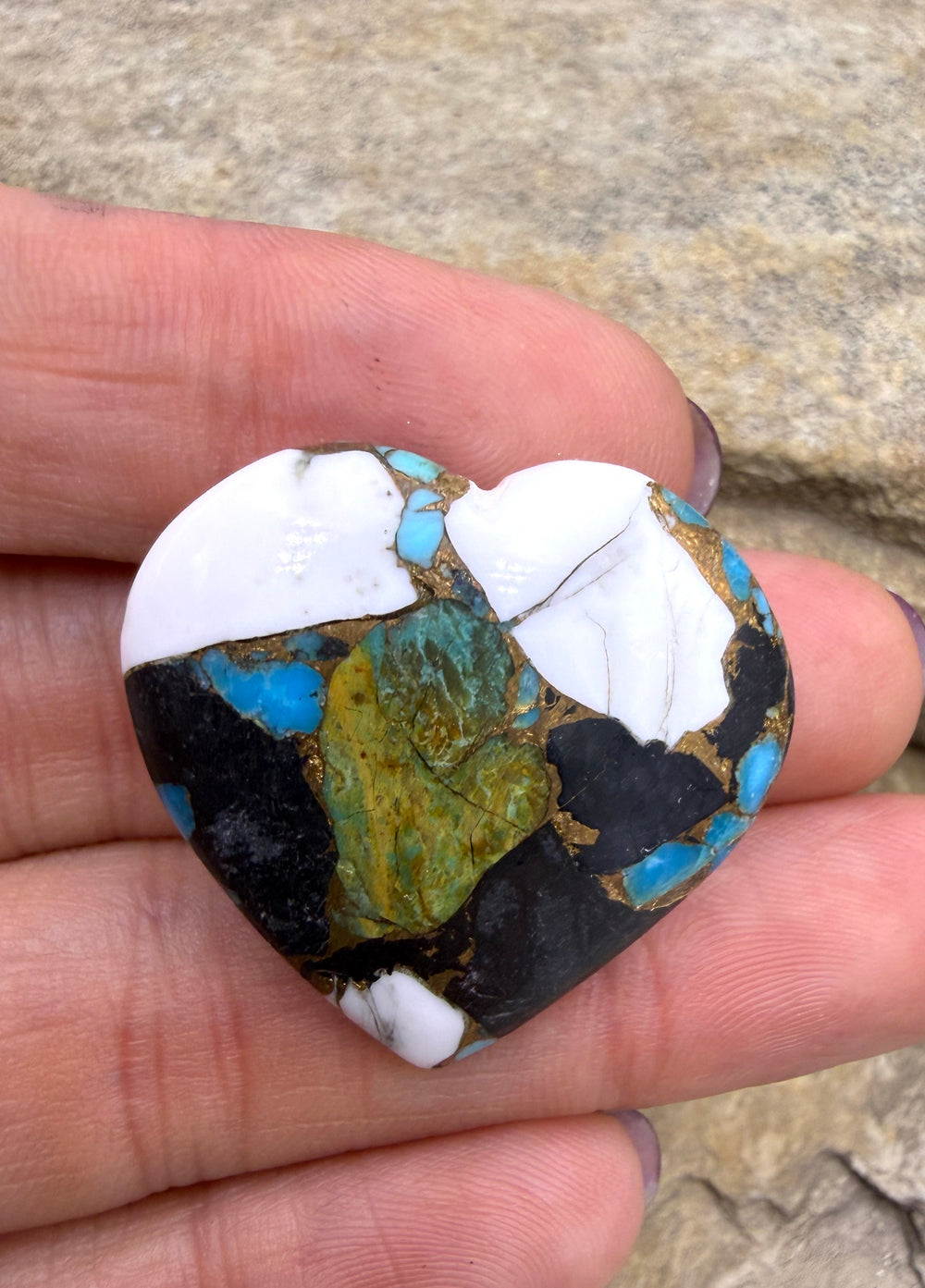 Kingman Turquoise and White Buffalo with Bronze Composite