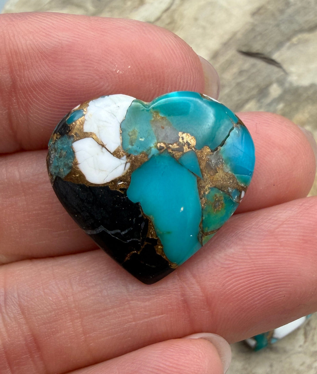 Kingman Turquoise and White Buffalo with Bronze Composite