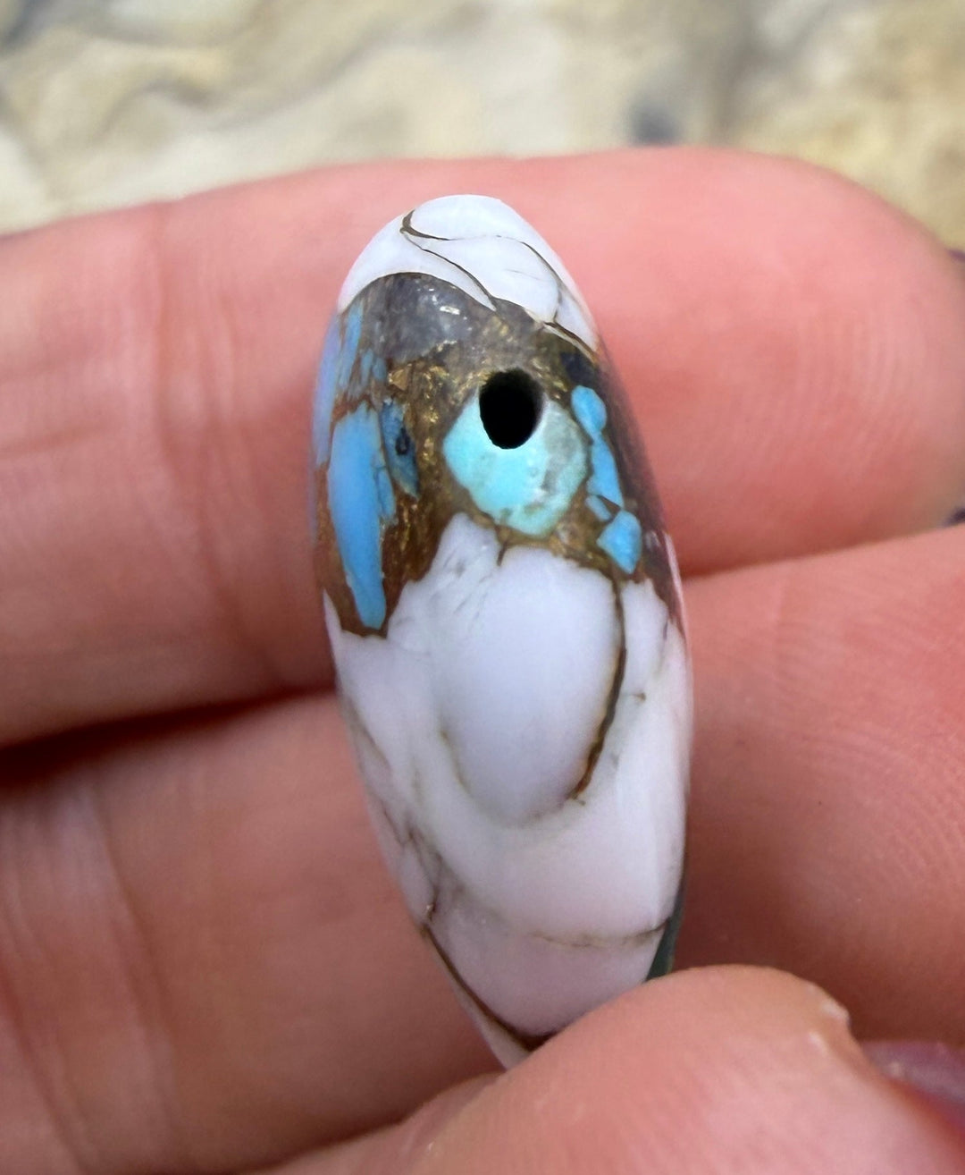 Kingman Turquoise and White Buffalo with Bronze Composite