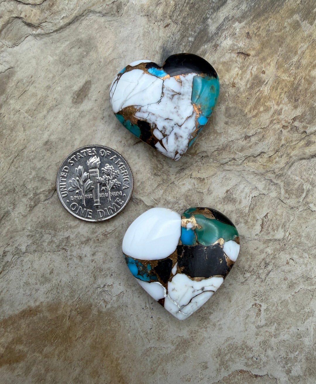 Kingman Turquoise and White Buffalo with Bronze Composite