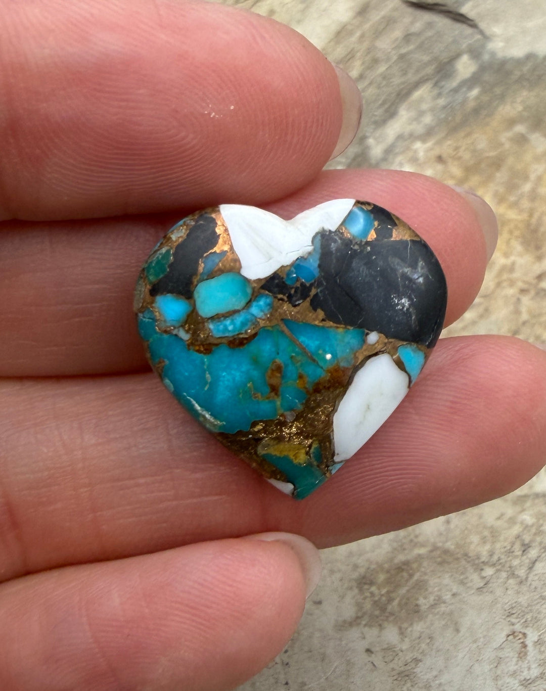 Kingman Turquoise and White Buffalo with Bronze Composite