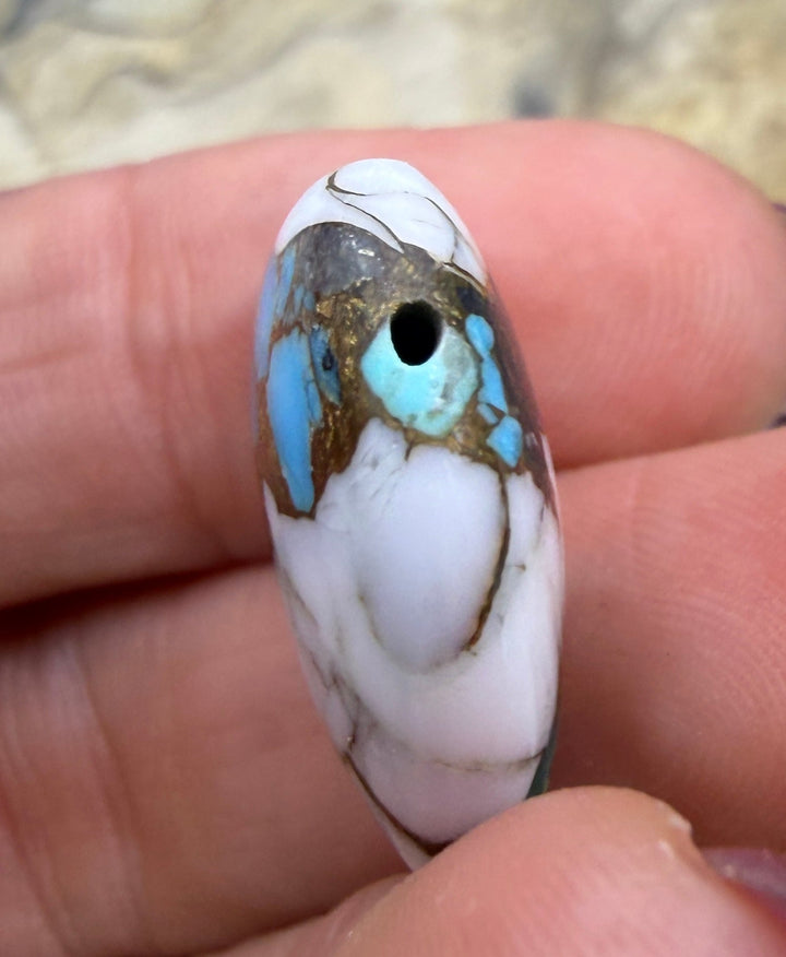 Kingman Turquoise and White Buffalo with Bronze Composite