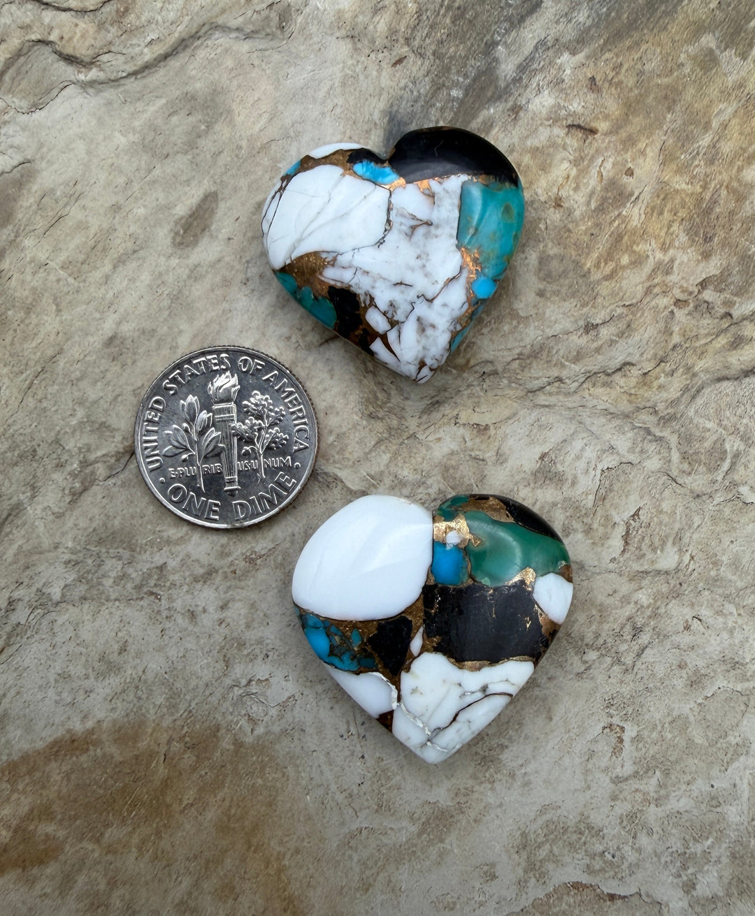 Kingman Turquoise and White Buffalo with Bronze Composite