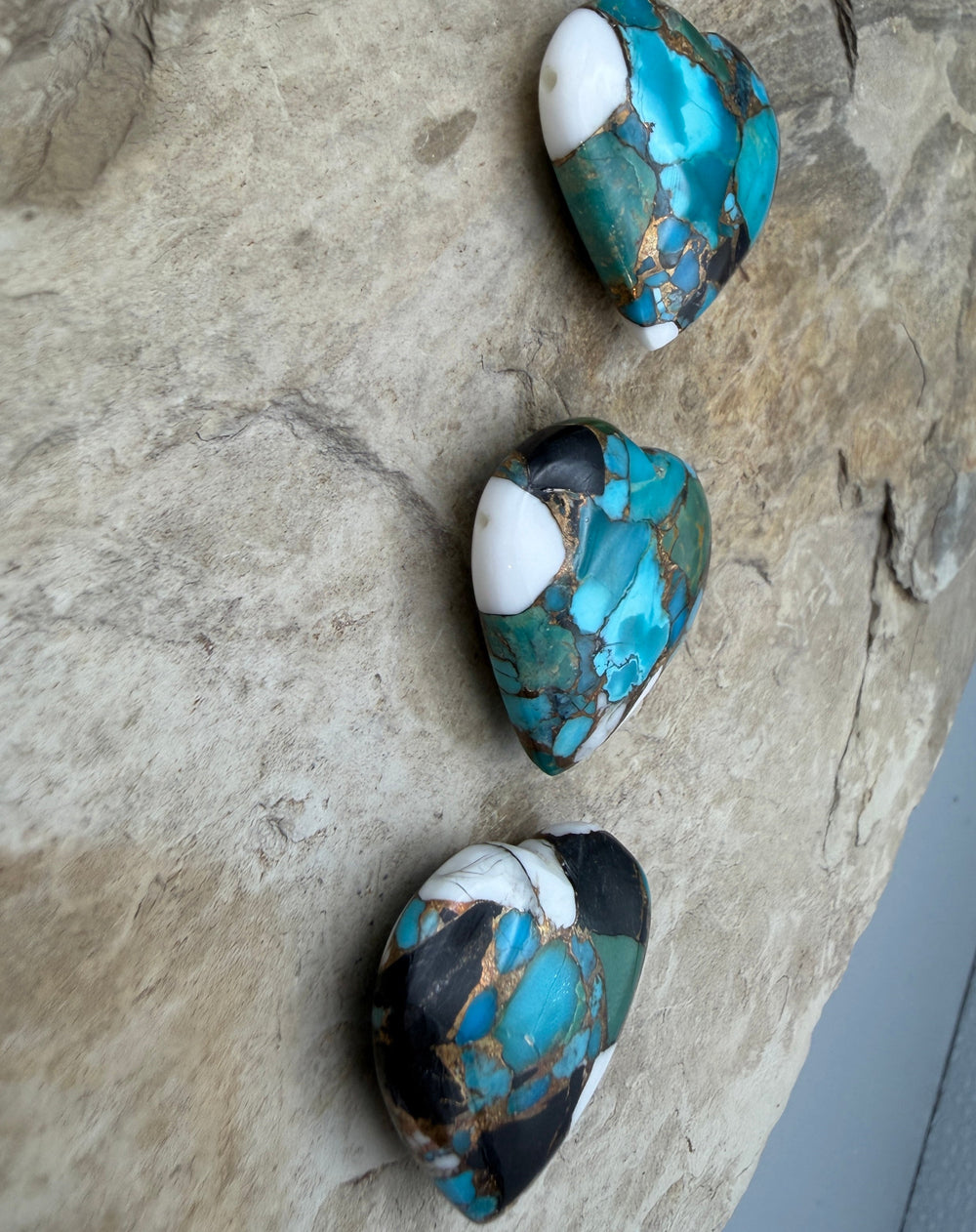 Kingman Turquoise and White Buffalo with Bronze Composite