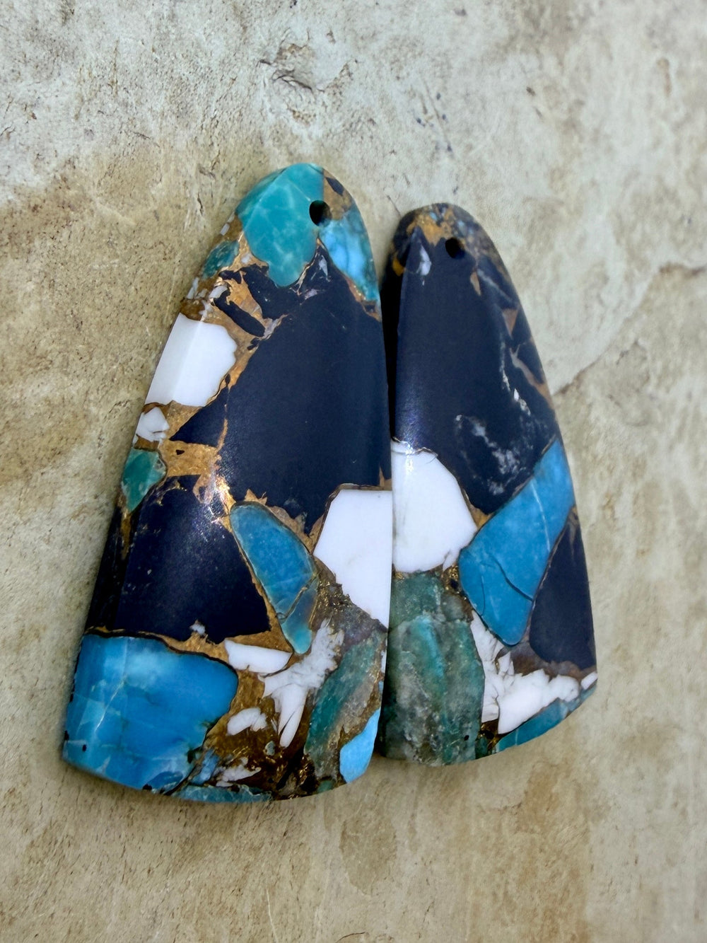 Kingman Turquoise and White Buffalo with Bronze Composite
