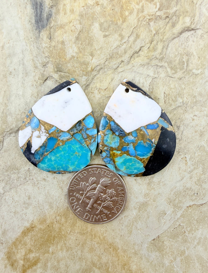 Kingman Turquoise and White Buffalo with Bronze Composite