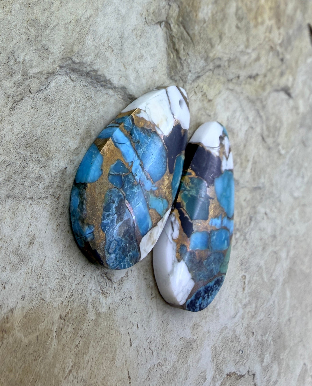Kingman Turquoise and White Buffalo with Bronze Composite