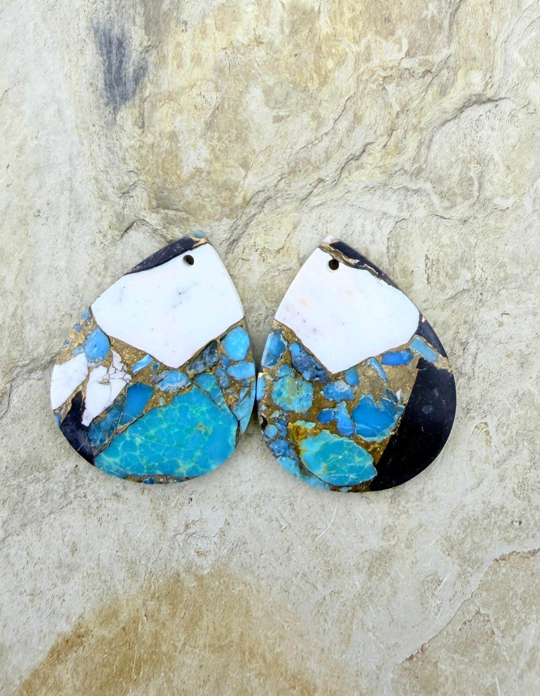 Kingman Turquoise and White Buffalo with Bronze Composite