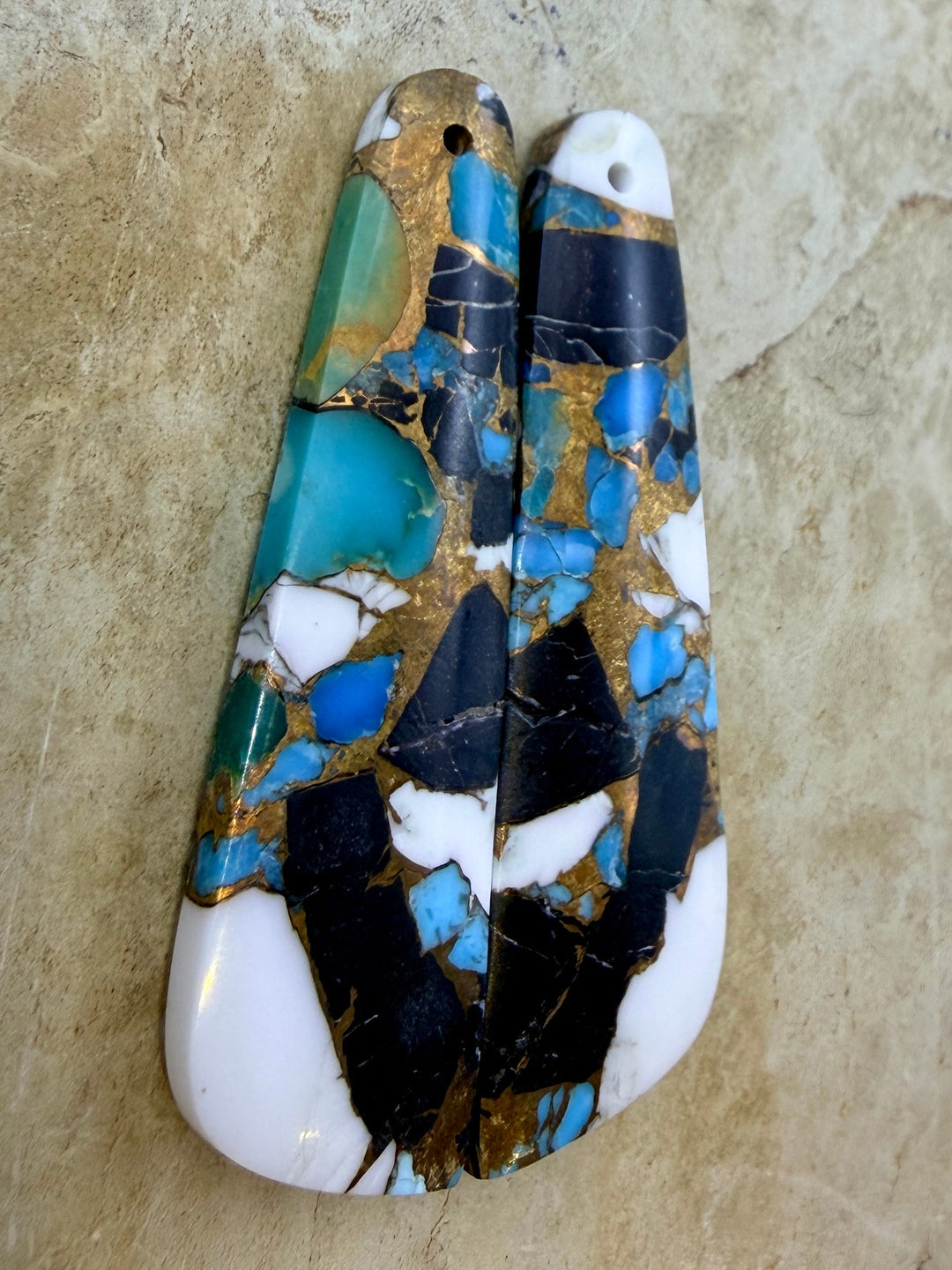 Kingman Turquoise and White Buffalo with Bronze Composite