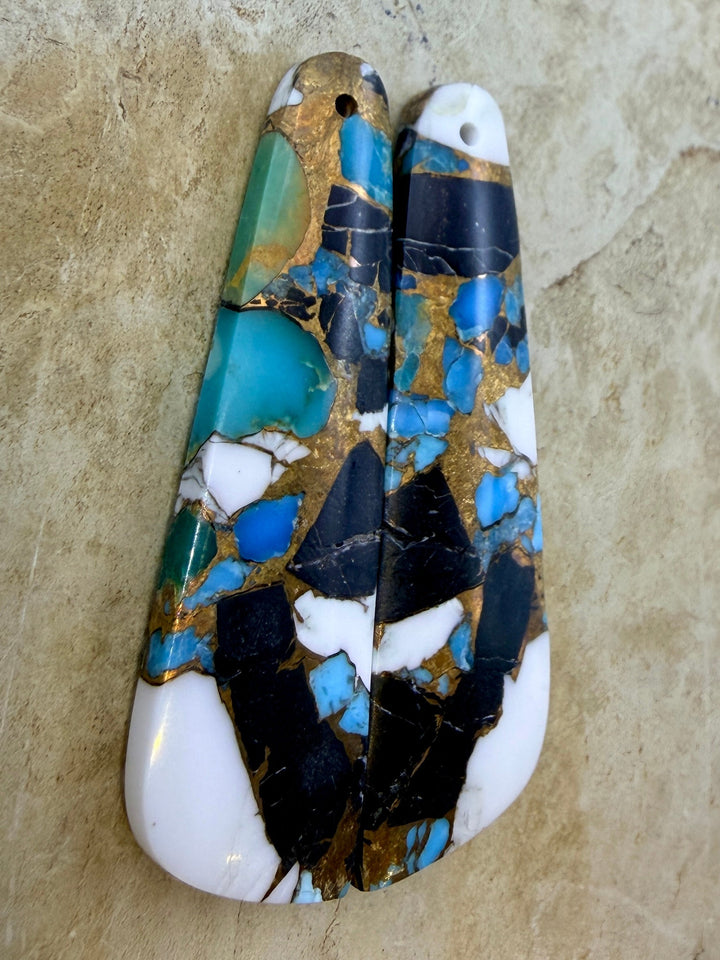 Kingman Turquoise and White Buffalo with Bronze Composite