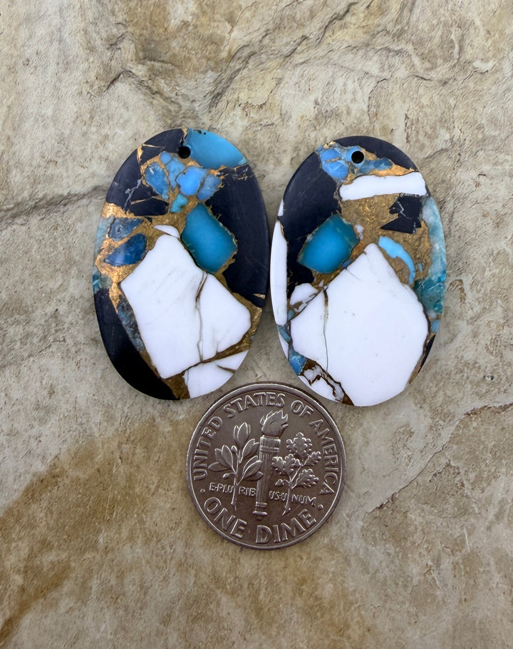 Kingman Turquoise and White Buffalo with Bronze Composite