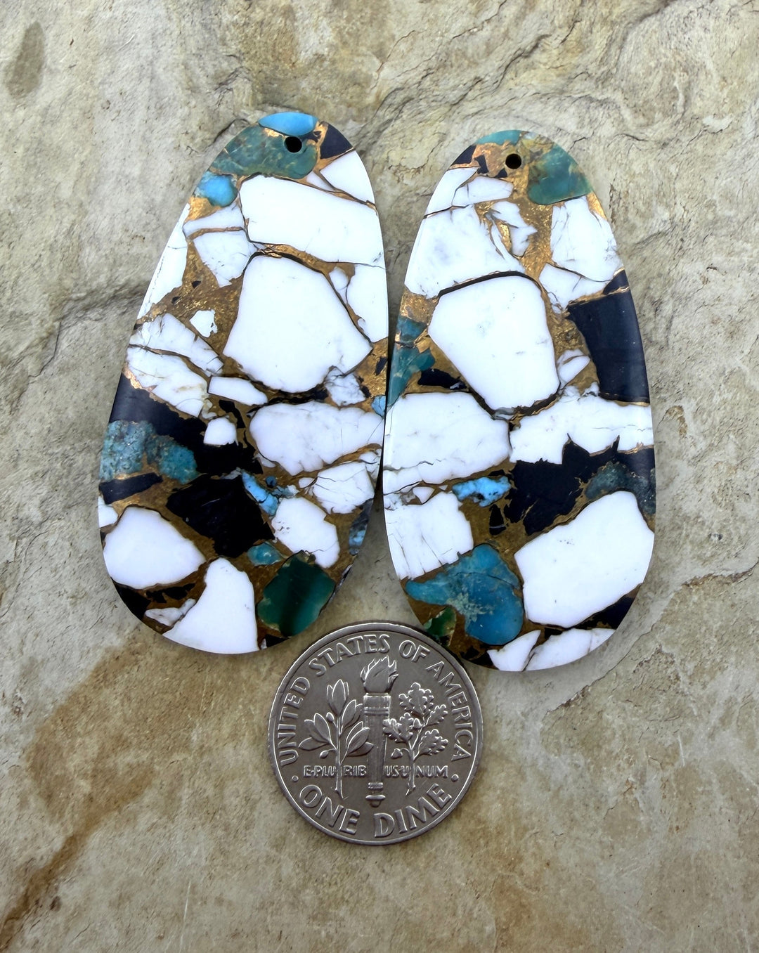 Kingman Turquoise and White Buffalo with Bronze Composite