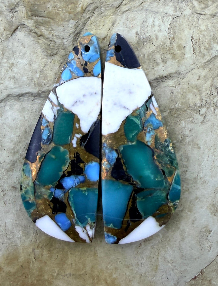 Kingman Turquoise and White Buffalo with Bronze Composite