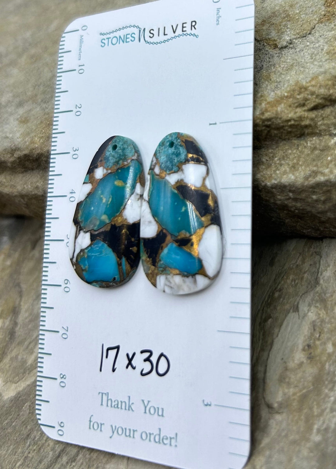 Kingman Turquoise and White Buffalo with Bronze Composite