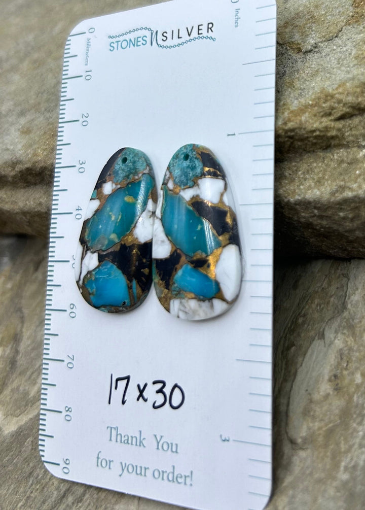 Kingman Turquoise and White Buffalo with Bronze Composite