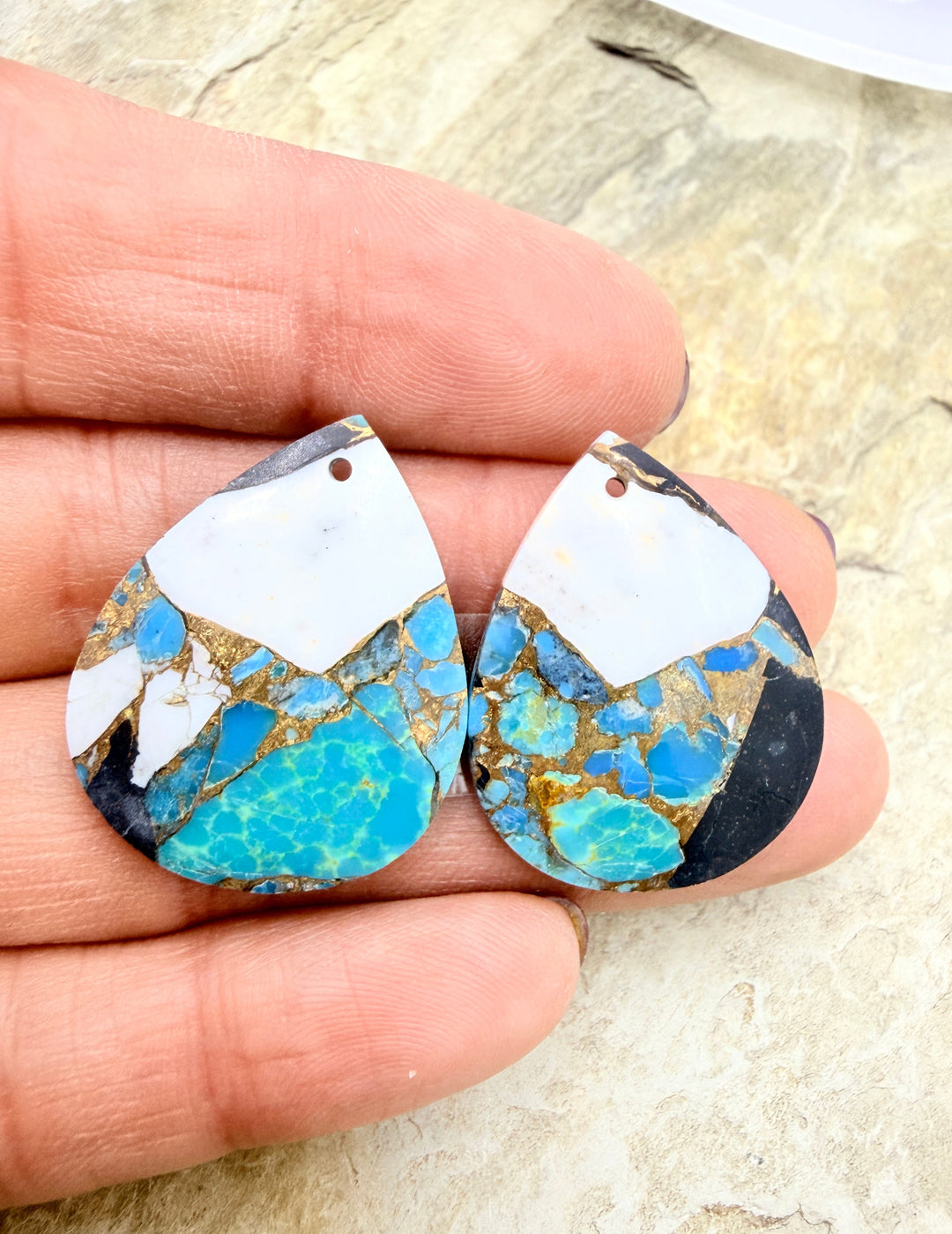 Kingman Turquoise and White Buffalo with Bronze Composite