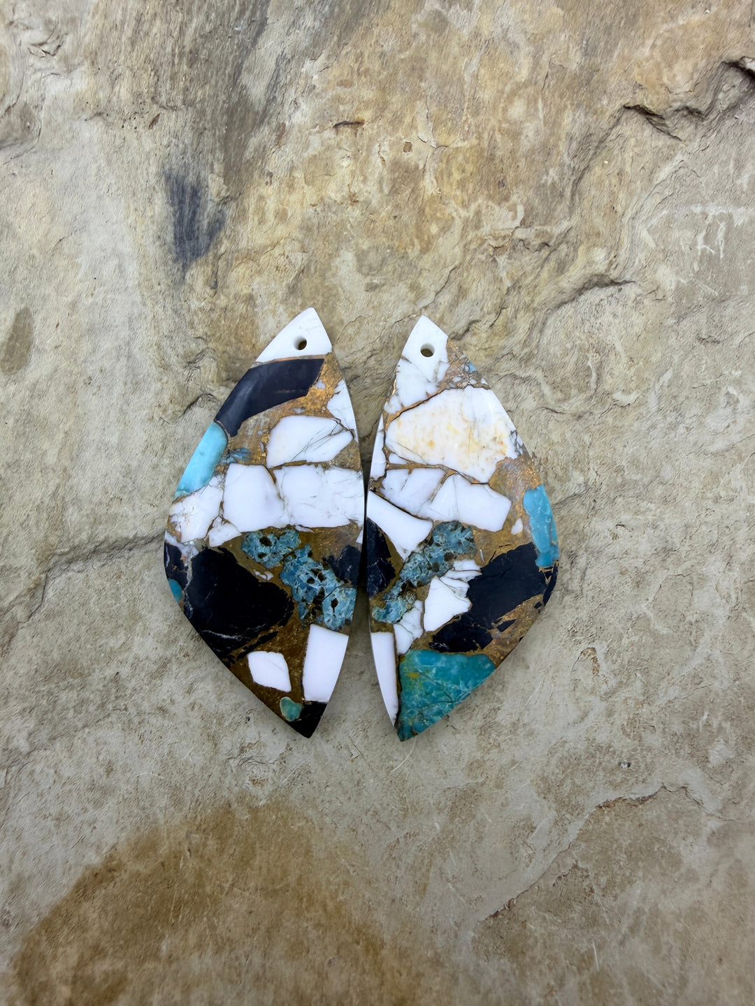 Kingman Turquoise and White Buffalo with Bronze Composite