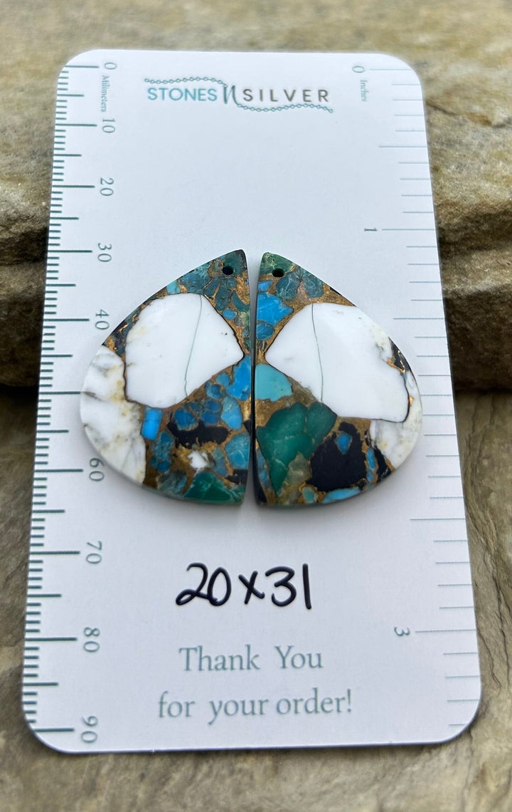 Kingman Turquoise and White Buffalo with Bronze Composite