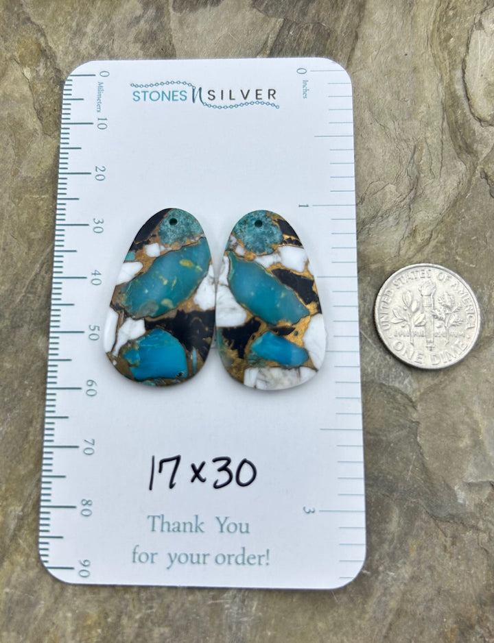 Kingman Turquoise and White Buffalo with Bronze Composite