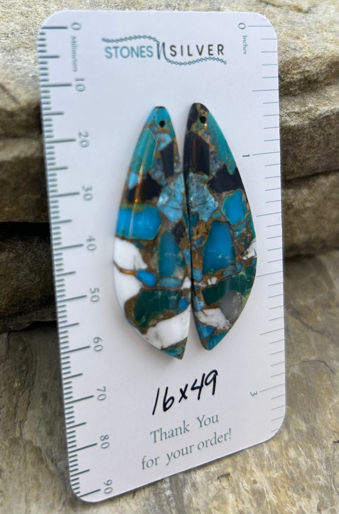 Kingman Turquoise and White Buffalo with Bronze Composite