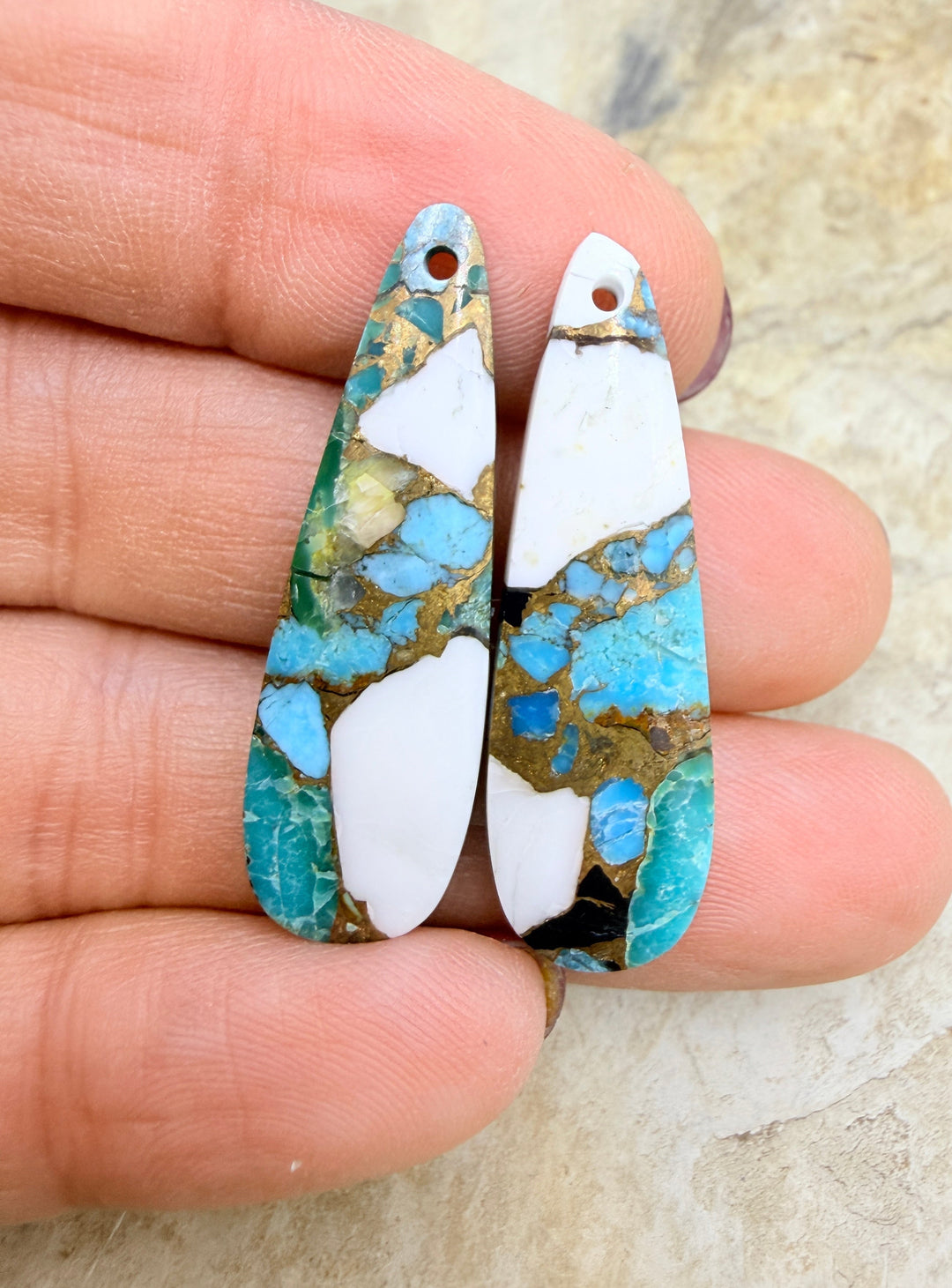 Kingman Turquoise and White Buffalo with Bronze Composite
