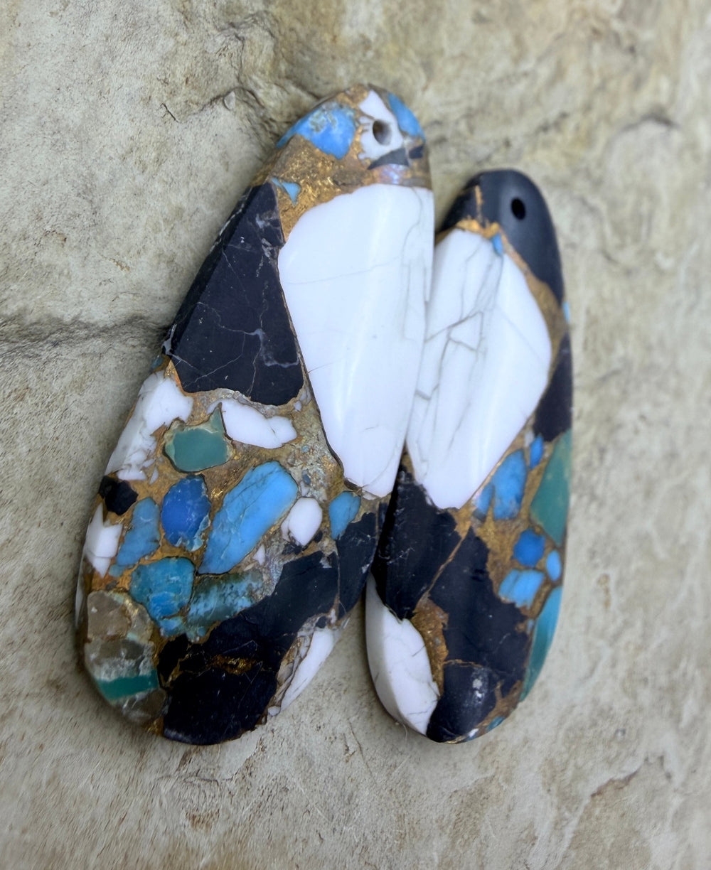 Kingman Turquoise and White Buffalo with Bronze Composite