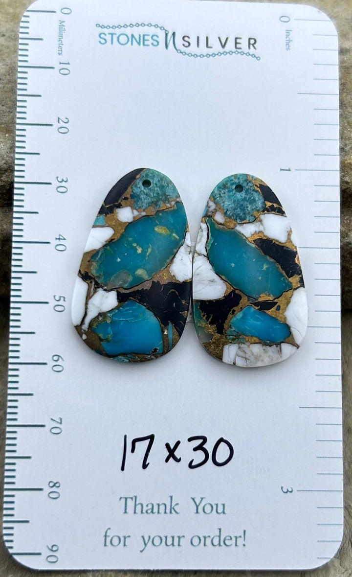 Kingman Turquoise and White Buffalo with Bronze Composite