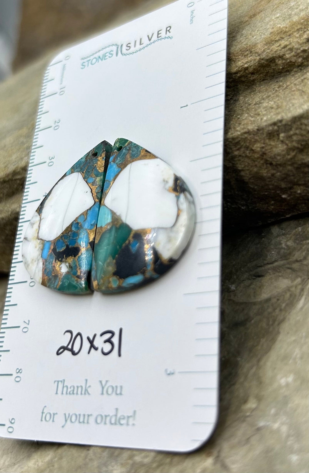 Kingman Turquoise and White Buffalo with Bronze Composite