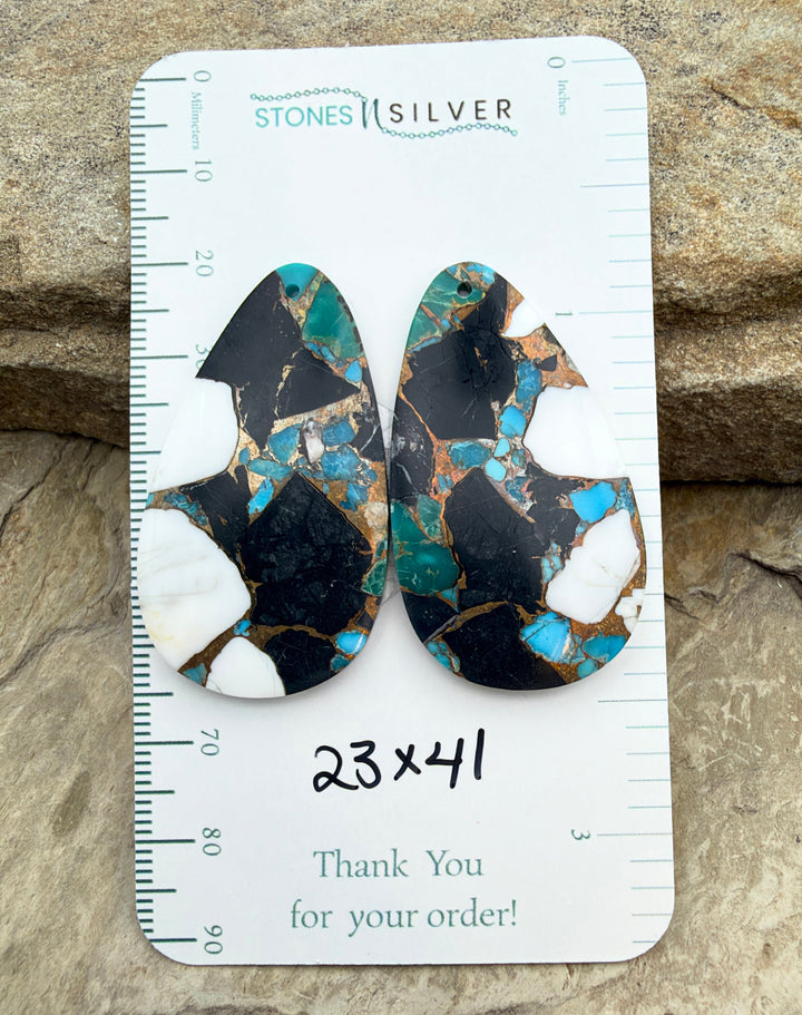 Kingman Turquoise and White Buffalo with Bronze Composite