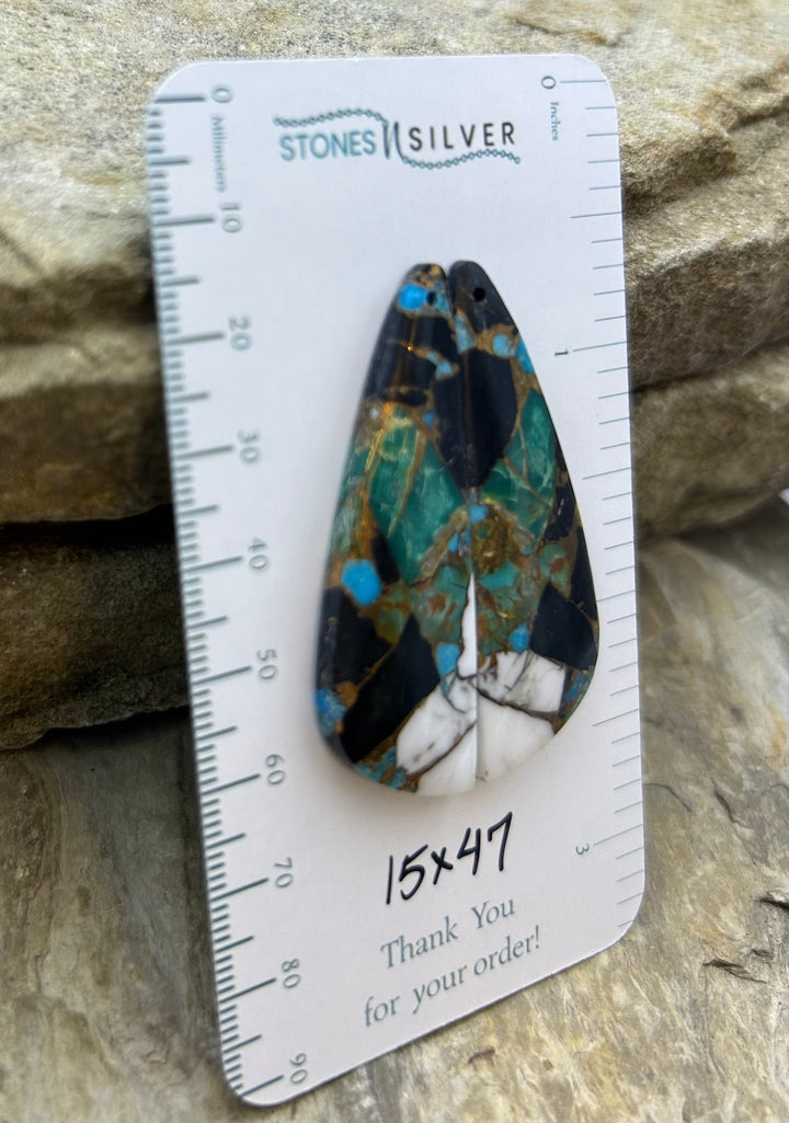 Kingman Turquoise and White Buffalo with Bronze Composite