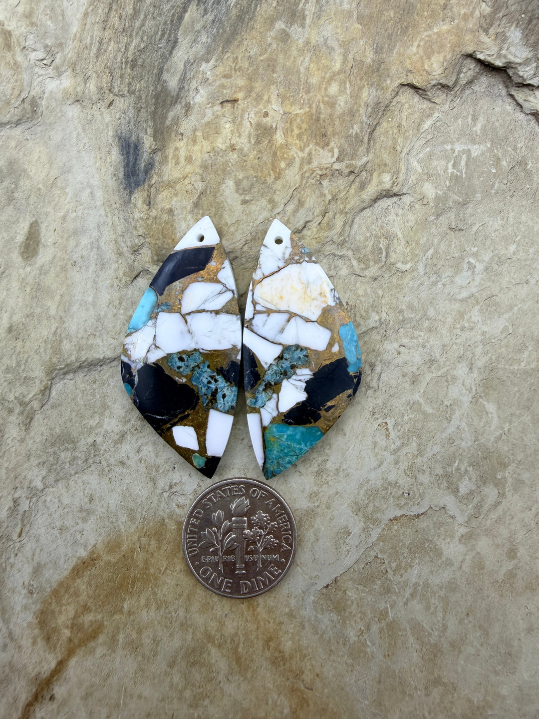 Kingman Turquoise and White Buffalo with Bronze Composite