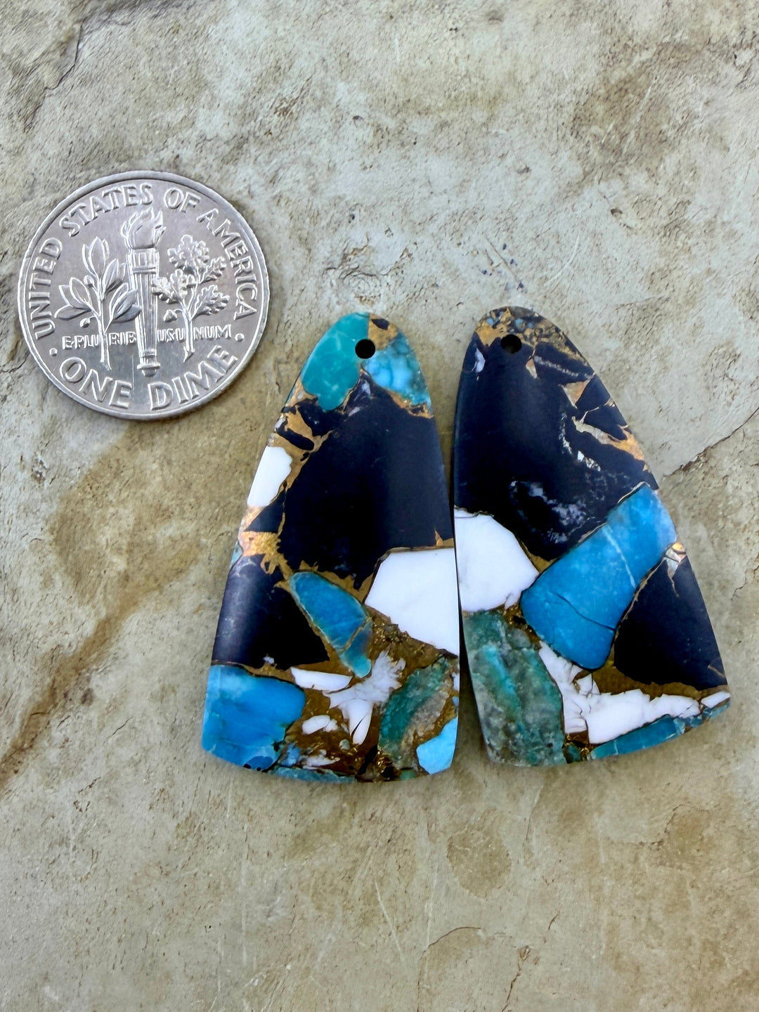 Kingman Turquoise and White Buffalo with Bronze Composite