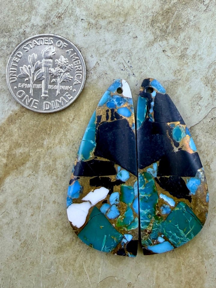 Kingman Turquoise and White Buffalo with Bronze Composite
