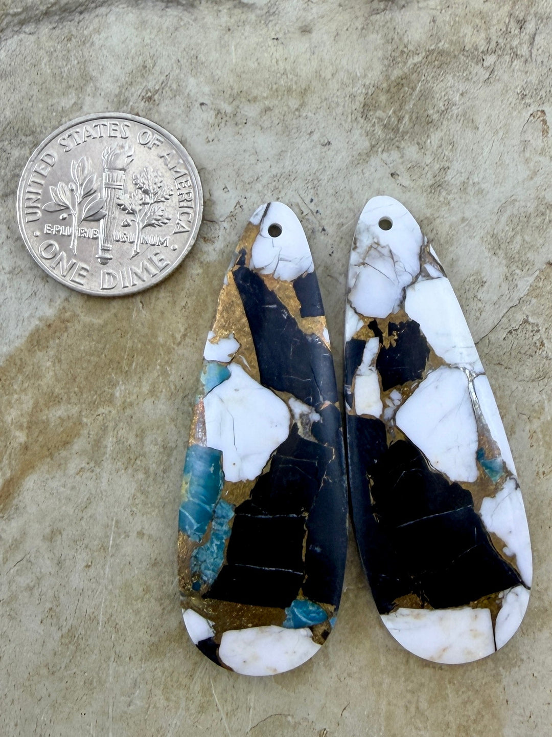 Kingman Turquoise and White Buffalo with Bronze Composite