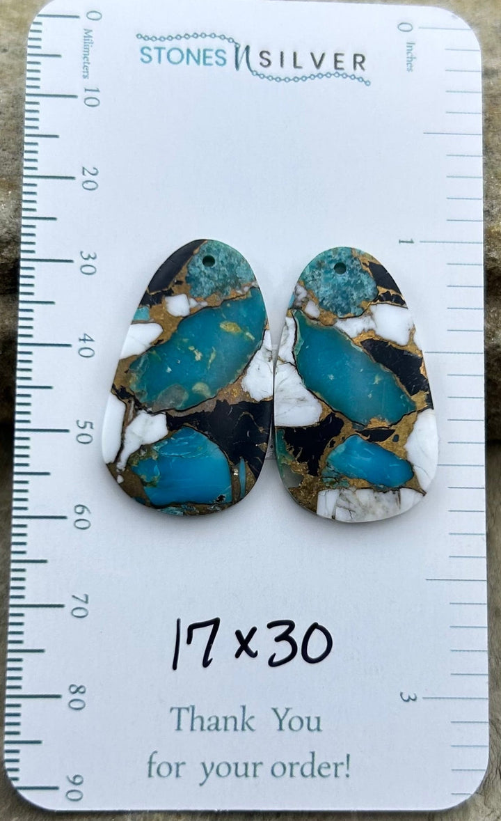 Kingman Turquoise and White Buffalo with Bronze Composite