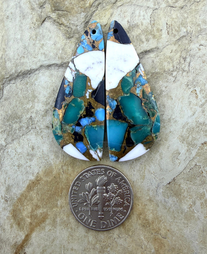 Kingman Turquoise and White Buffalo with Bronze Composite
