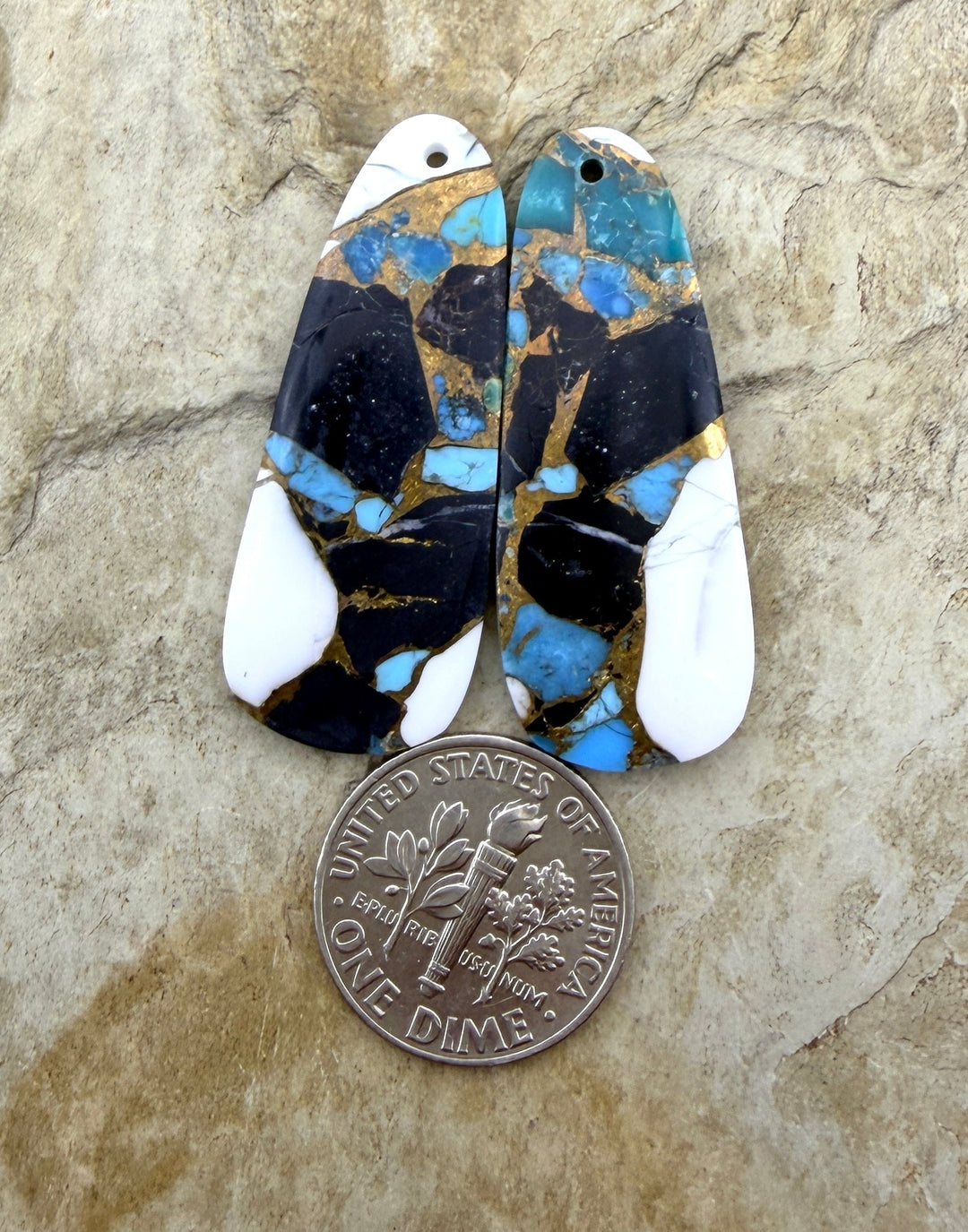 Kingman Turquoise and White Buffalo with Bronze Composite