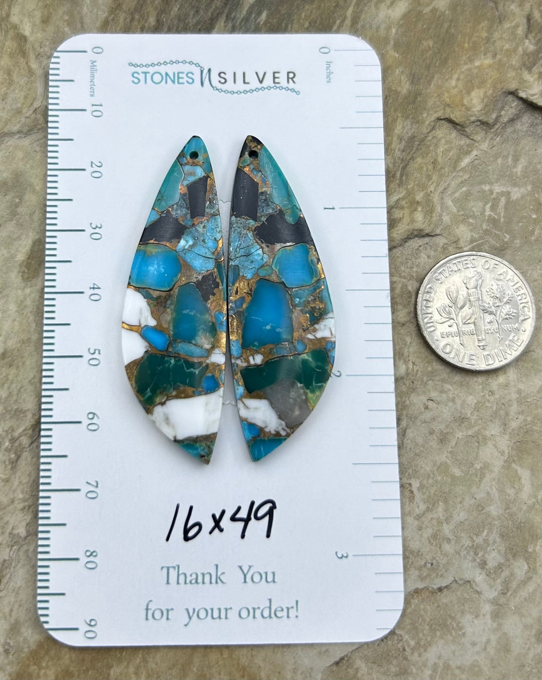 Kingman Turquoise and White Buffalo with Bronze Composite