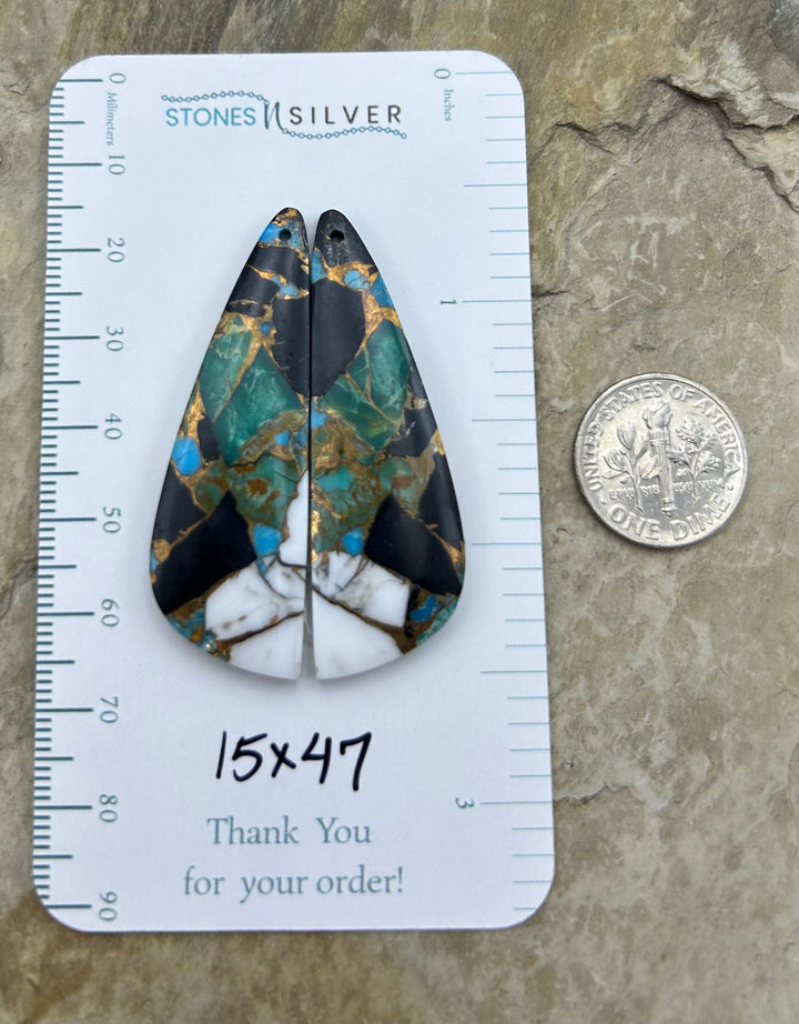 Kingman Turquoise and White Buffalo with Bronze Composite