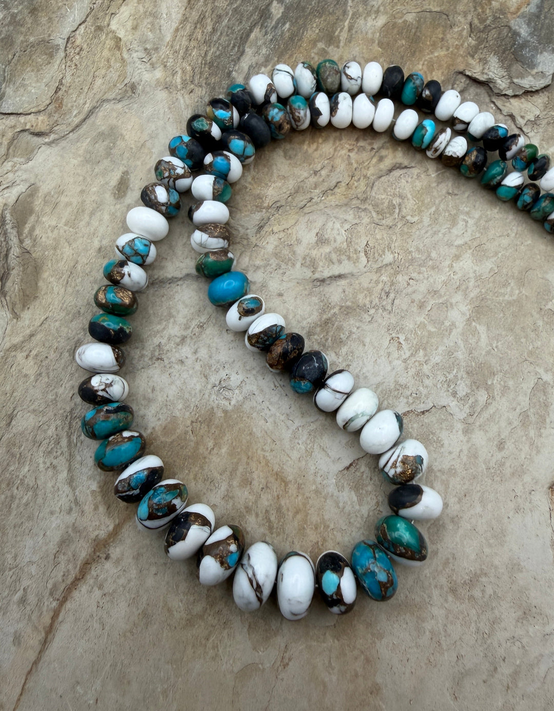 Kingman Turquoise and White Buffalo with Bronze Composite