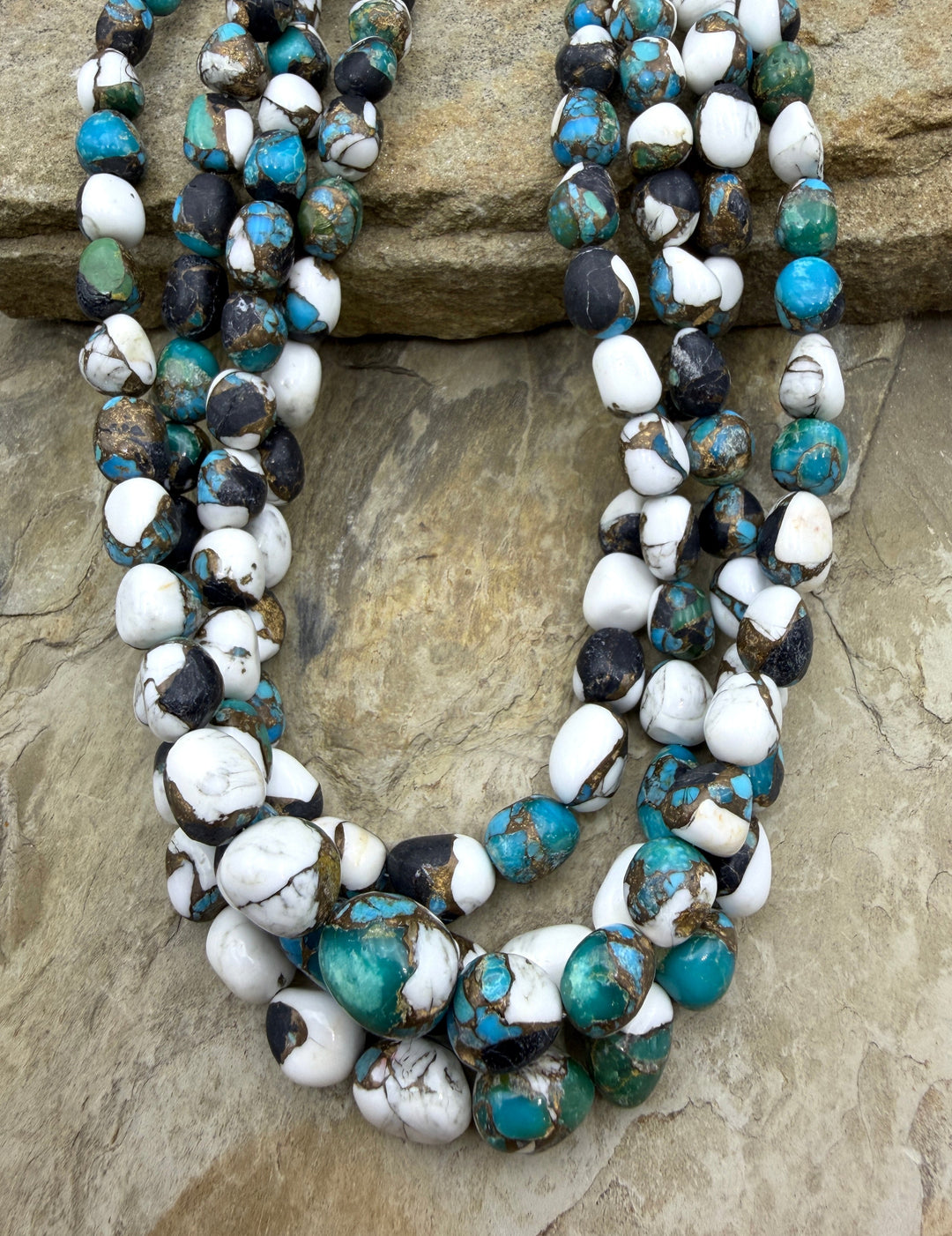 Kingman Turquoise and White Buffalo with Bronze Composite