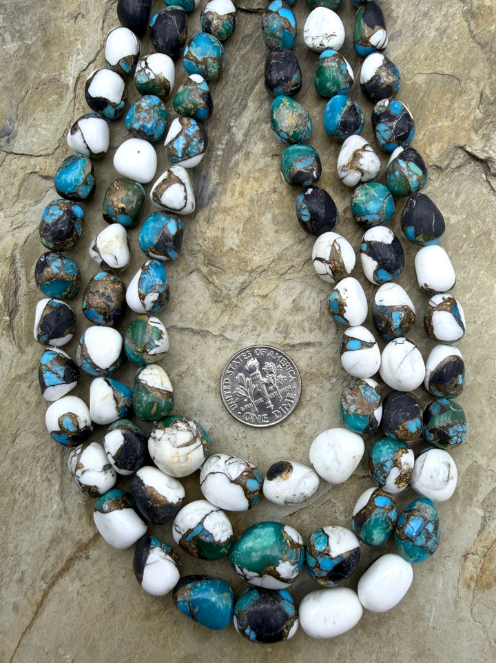 Kingman Turquoise and White Buffalo with Bronze Composite
