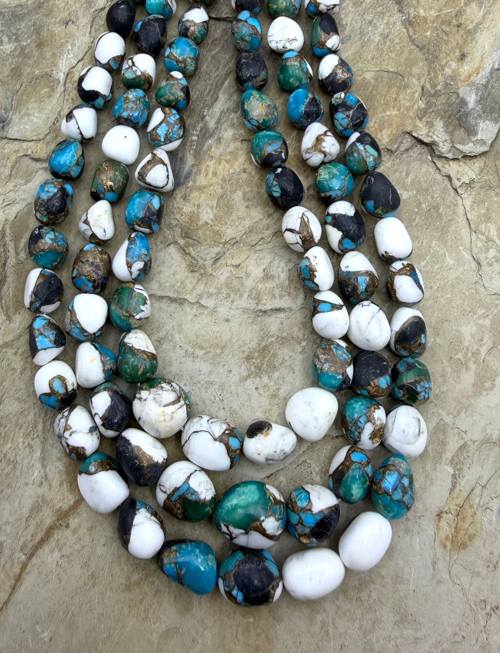 Kingman Turquoise and White Buffalo with Bronze Composite