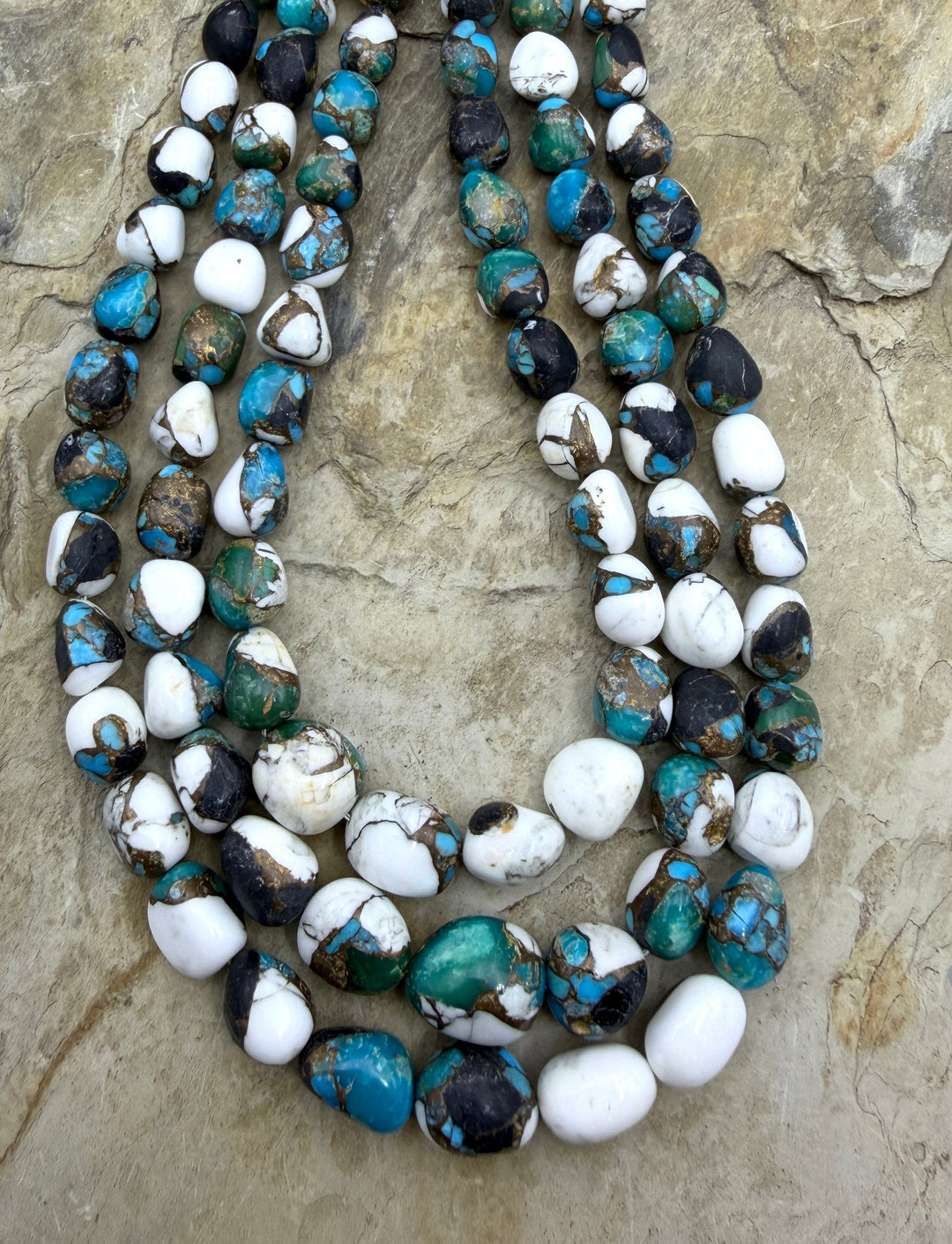 Kingman Turquoise and White Buffalo with Bronze Composite