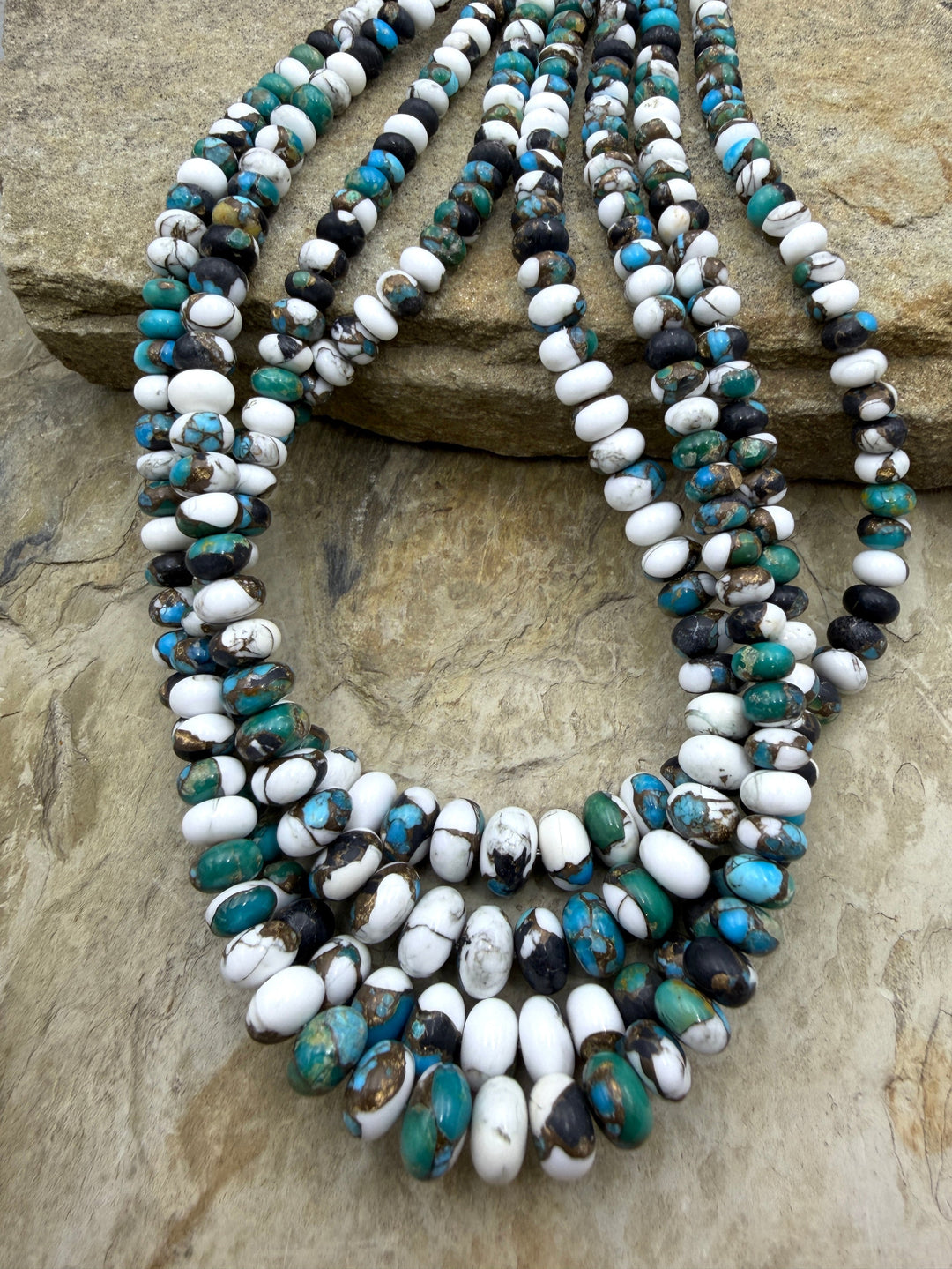 Kingman Turquoise and White Buffalo with Bronze Composite